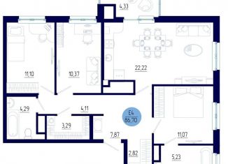 Продам 3-комнатную квартиру, 86.7 м2, Рязанская область