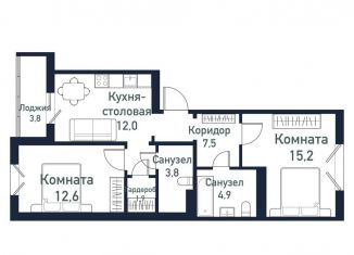 Продаю 2-комнатную квартиру, 57.9 м2, Челябинская область