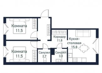 Продается двухкомнатная квартира, 56.6 м2, Челябинская область