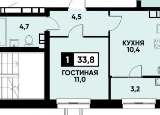 Продажа однокомнатной квартиры, 33.8 м2, Ставрополь, улица Андрея Голуба, 14, микрорайон № 35
