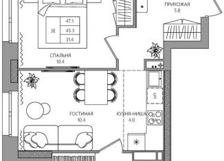 Продается трехкомнатная квартира, 47.1 м2, деревня Кондратово, Водопроводная улица, 5