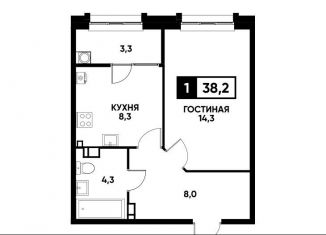 1-комнатная квартира на продажу, 38.2 м2, Ставрополь