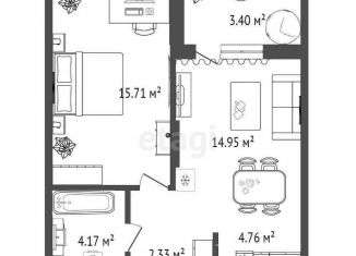 Продается 2-комнатная квартира, 41.8 м2, Тюмень, ЖК Набережный Квартал