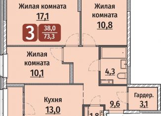 Продается трехкомнатная квартира, 75.1 м2, Чебоксары, ЖК Олимп, улица Энергетиков, поз6