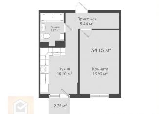 1-комнатная квартира на продажу, 34.2 м2, Евпатория, ЖК Евпатория, улица 60 лет ВЛКСМ, 31к5