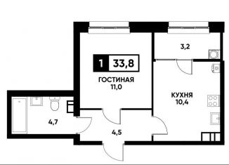 Однокомнатная квартира на продажу, 33.8 м2, Ставрополь