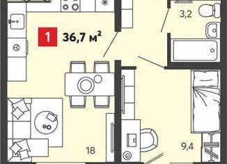 Продам 1-комнатную квартиру, 36.7 м2, Пензенская область, Алая улица, с75