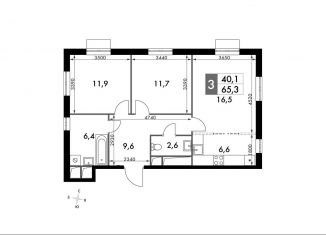 Продажа трехкомнатной квартиры, 65.3 м2, посёлок Развилка, Римский проезд, 7, ЖК Римский