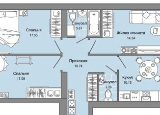 Продаю трехкомнатную квартиру, 77 м2, Ульяновск