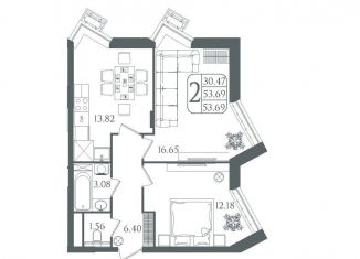 Квартира на продажу со свободной планировкой, 53.7 м2, Волгоград