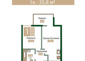 Продажа 1-комнатной квартиры, 35.8 м2, посёлок городского типа Молодёжное