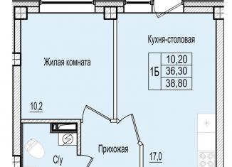 1-комнатная квартира на продажу, 38.8 м2, Псков