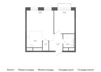 1-комнатная квартира на продажу, 43.4 м2, Балашиха, жилой квартал Новоград Павлино, к7