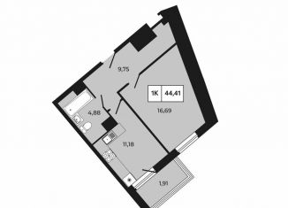 Продажа 1-ком. квартиры, 44.4 м2, Ростов-на-Дону, проспект Шолохова, 211/3