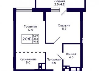 Продажа 2-комнатной квартиры, 40.8 м2, Новосибирск, улица Коминтерна, 1с