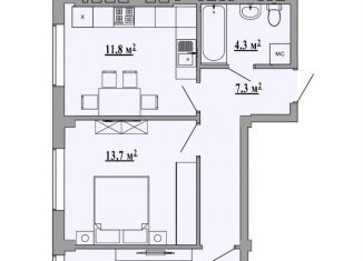 Продается 2-комнатная квартира, 53.5 м2, Липецк