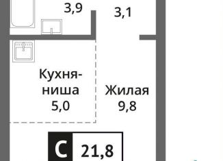 Продается 1-комнатная квартира, 21.8 м2, Красногорск