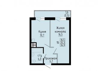 1-комнатная квартира на продажу, 36.9 м2, Новосибирск, улица Петухова, 162, ЖК Матрёшкин Двор
