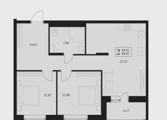 Продам двухкомнатную квартиру, 69 м2, Брянская область