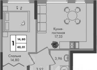1-комнатная квартира на продажу, 40 м2, Краснодар, улица имени Генерала Брусилова, 5лит1.1