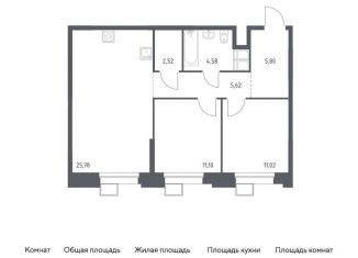 Двухкомнатная квартира на продажу, 66.4 м2, Москва