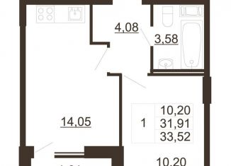 Продается 1-комнатная квартира, 33.5 м2, городской посёлок имени Свердлова