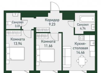Продажа 3-комнатной квартиры, 57 м2, посёлок Западный