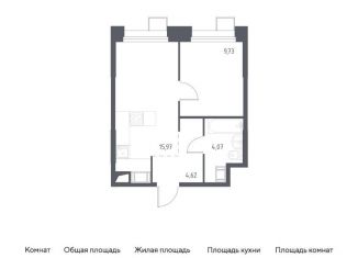 Продаю 1-комнатную квартиру, 34.4 м2, поселение Мосрентген, многофункциональный комплекс Тропарево Парк, к2.3