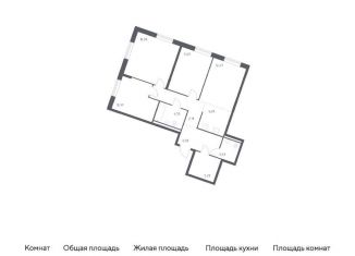 3-комнатная квартира на продажу, 83.8 м2, Ленинградская область, жилой комплекс Квартал Лаголово, 1