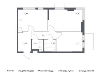 Продается 2-комнатная квартира, 53.8 м2, Московская область, Каширское шоссе - Молоково - Андреевское