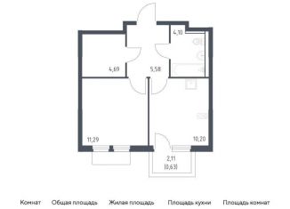 Однокомнатная квартира на продажу, 36.5 м2, Московская область, микрорайон Пригород Лесное, к18