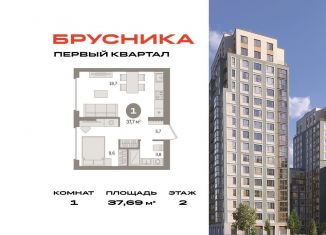 Продажа 1-ком. квартиры, 37.7 м2, деревня Сапроново