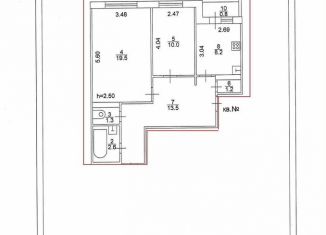 Сдается в аренду двухкомнатная квартира, 59 м2, Тверь, улица Можайского, 53