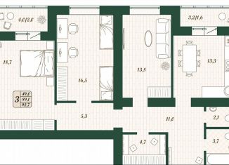 Продам 3-комнатную квартиру, 89.1 м2, поселок городского типа Стройкерамика, улица Олега Пешкова