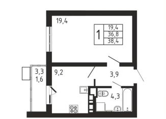Продается 1-комнатная квартира, 38.4 м2, деревня Пирогово, ЖК Пироговская Ривьера