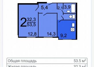 Сдача в аренду двухкомнатной квартиры, 53.5 м2, Москва, Перекопская улица, 26к1, район Черёмушки