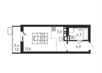 Продается квартира студия, 27.9 м2, деревня Пирогово, ЖК Пироговская Ривьера