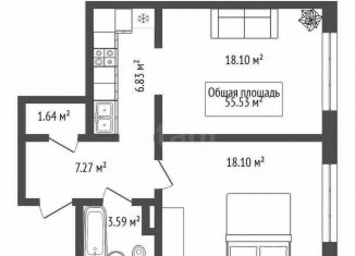 Продаю 1-ком. квартиру, 55.5 м2, Новосибирск, Октябрьский район, улица Татьяны Снежиной, 42/2