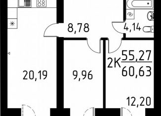 Продаю двухкомнатную квартиру, 60.6 м2, деревня Кисловка, улица Марины Цветаевой, 42