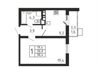 Продаю 1-ком. квартиру, 38.4 м2, деревня Пирогово, ЖК Пироговская Ривьера