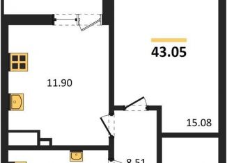 Продается 1-комнатная квартира, 43.1 м2, Светлогорск, Новая улица, 22к2
