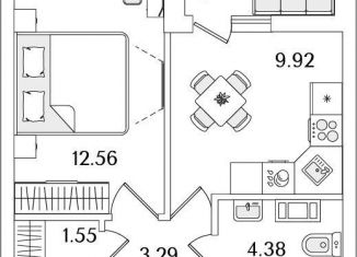 Продам 1-комнатную квартиру, 32.9 м2, Санкт-Петербург, метро Лесная