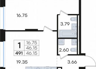 Продажа 1-комнатной квартиры, 46.2 м2, Нижегородская область