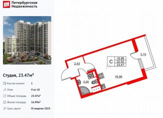 Продам квартиру студию, 23.5 м2, Ленинградская область
