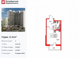 Продается квартира студия, 21.6 м2, Ленинградская область