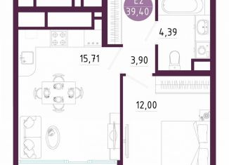 Продам однокомнатную квартиру, 39.4 м2, Тула, Пряничная улица, 7
