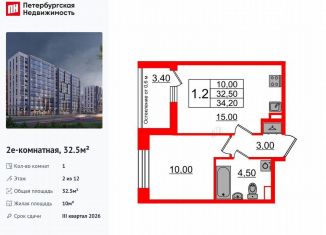 Продажа однокомнатной квартиры, 32.5 м2, Санкт-Петербург, метро Озерки