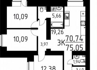 Продается трехкомнатная квартира, 76.7 м2, Томск, улица Вершинина, 58к2