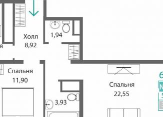 Продажа 2-ком. квартиры, 60.7 м2, Симферополь