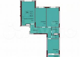 Продажа 3-комнатной квартиры, 80.8 м2, село Осиновая Гора